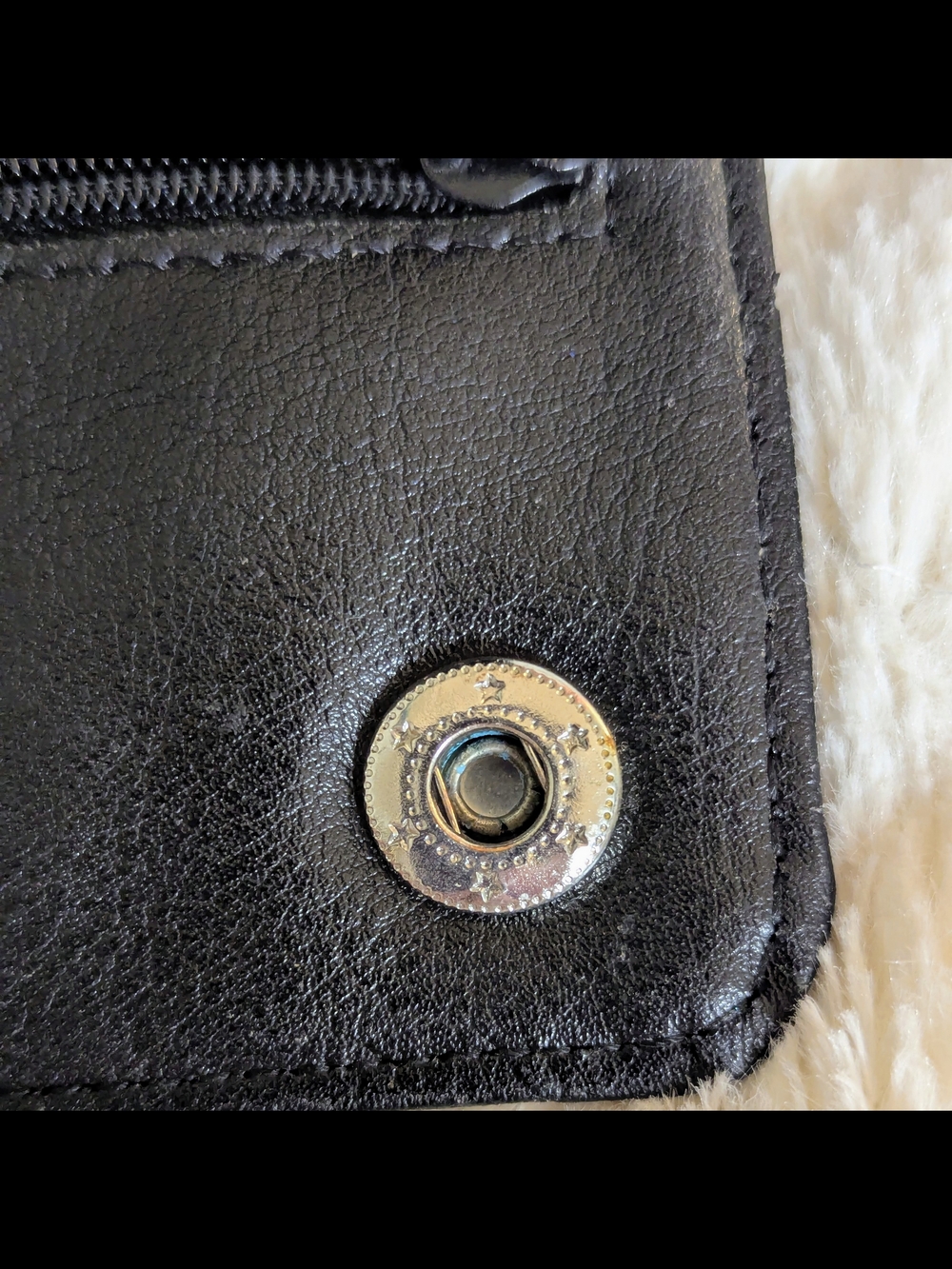 Black Leather Chain Wallet with Silver Hardware - Picture 11 of 14